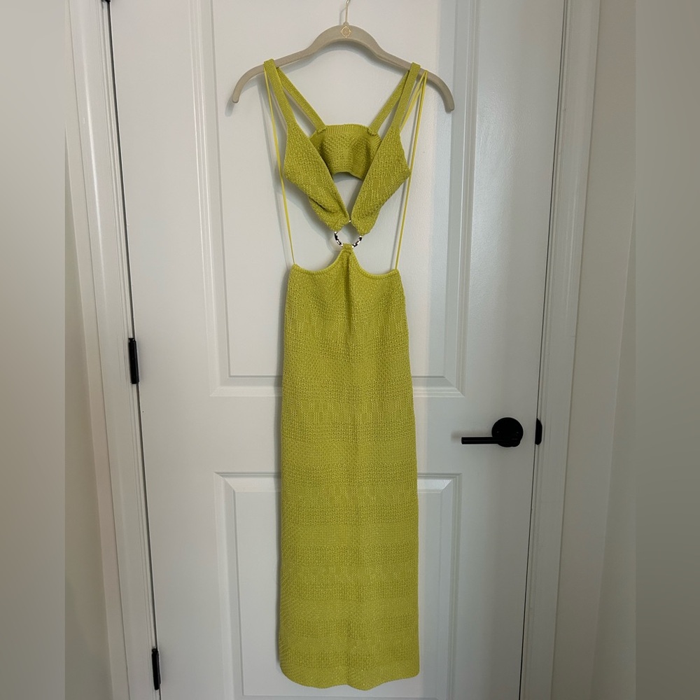 NWT Zara Lime Green Cutout Midi Dress Size Small